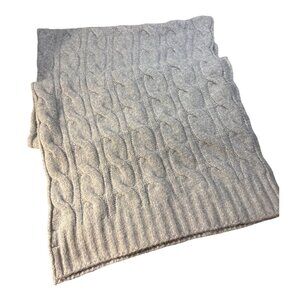 Aerie Gray Cable Knit Scarf 18.5" Wide Recycled Polyester Blend New